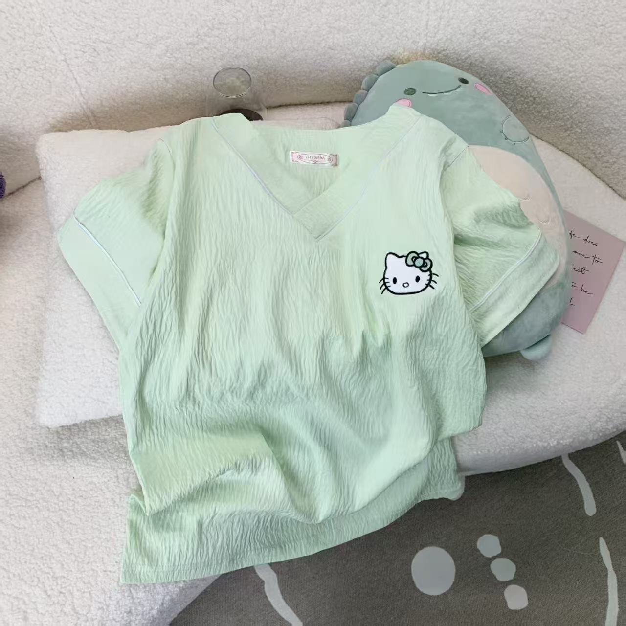 亚马逊休闲爆款夏季短袖云朵棉睡衣女宽松舒适ins抖音网红家居服详情22