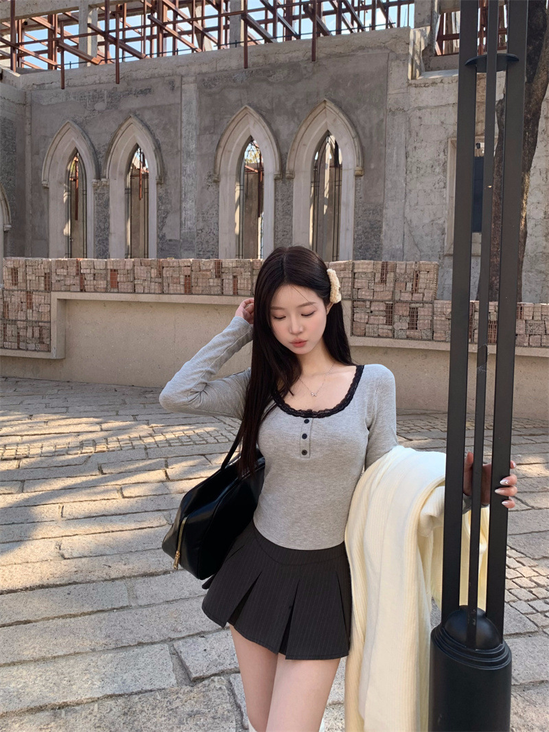 韩版磨毛加绒加厚方领锁骨打底衫女秋冬新款保暖修身内搭长袖上衣详情22