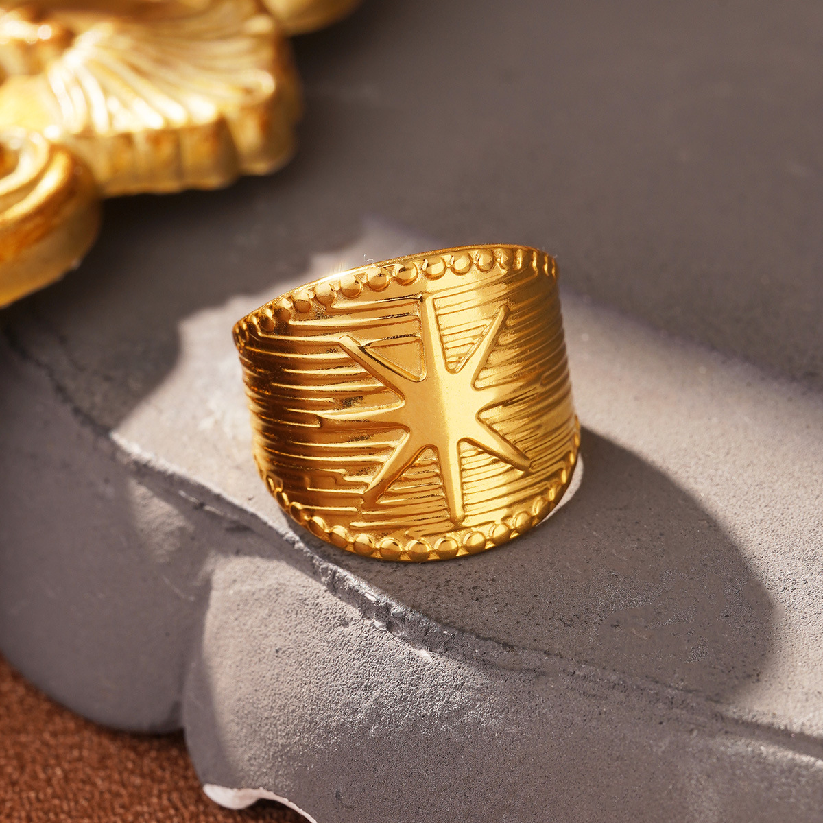 Cross-border European and American fashion golden titanium steel geometric opening adjustable ring, a niche and high-end stainless steel ring pic 24