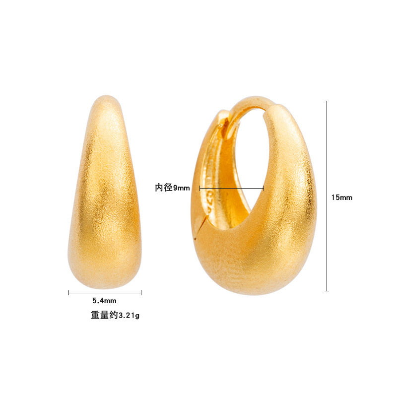 耳饰925純銀耳扣拉丝磨砂精致韩系高级感 小众女耳钉复古耳环批发详情4