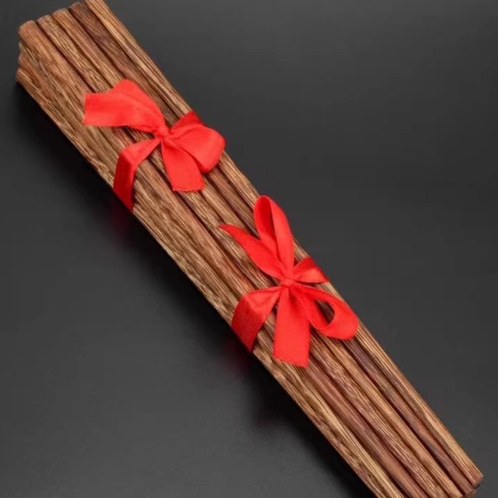 10双装【新人立减5元】原木无漆无蜡实木筷鸡翅木筷子防滑耐高温详情7