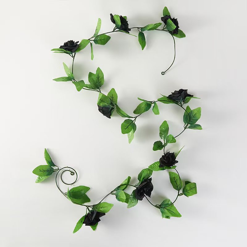 仿真九头玫瑰花藤塑料花藤条绿叶假花装饰管道装饰空调管装饰详情14
