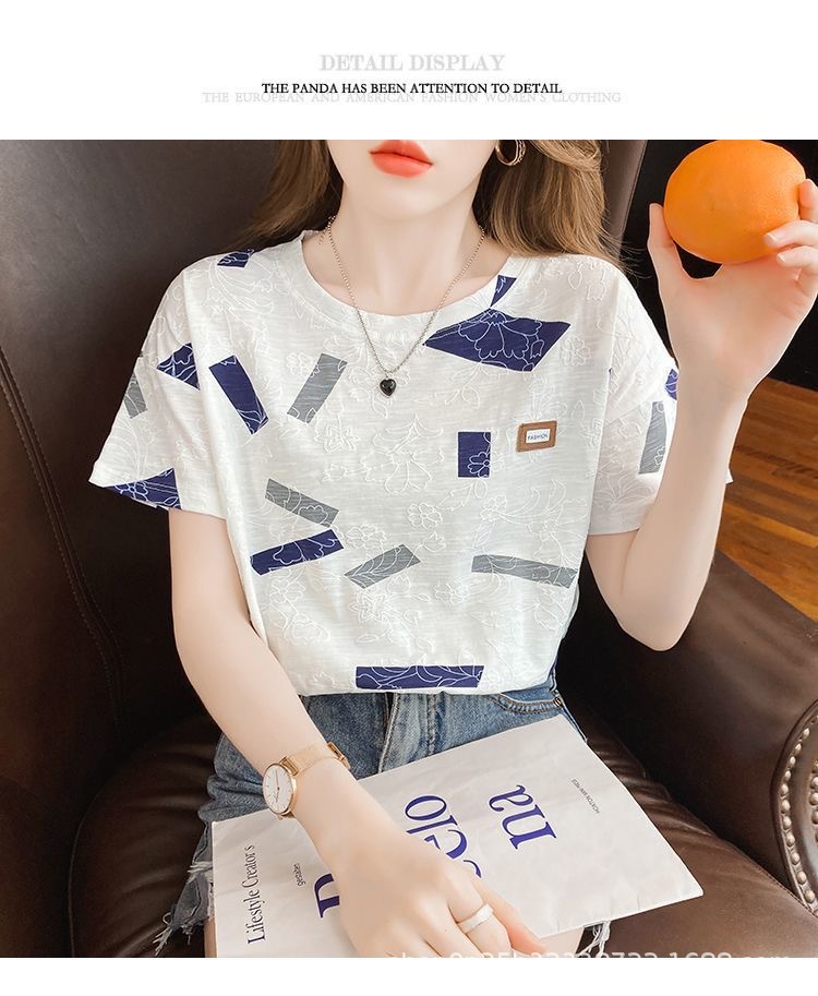 The new 2024 white T-shirt for women is a short-sleeved, round-neck, loose base layer with a versatile top that suits the ins trend pic 9