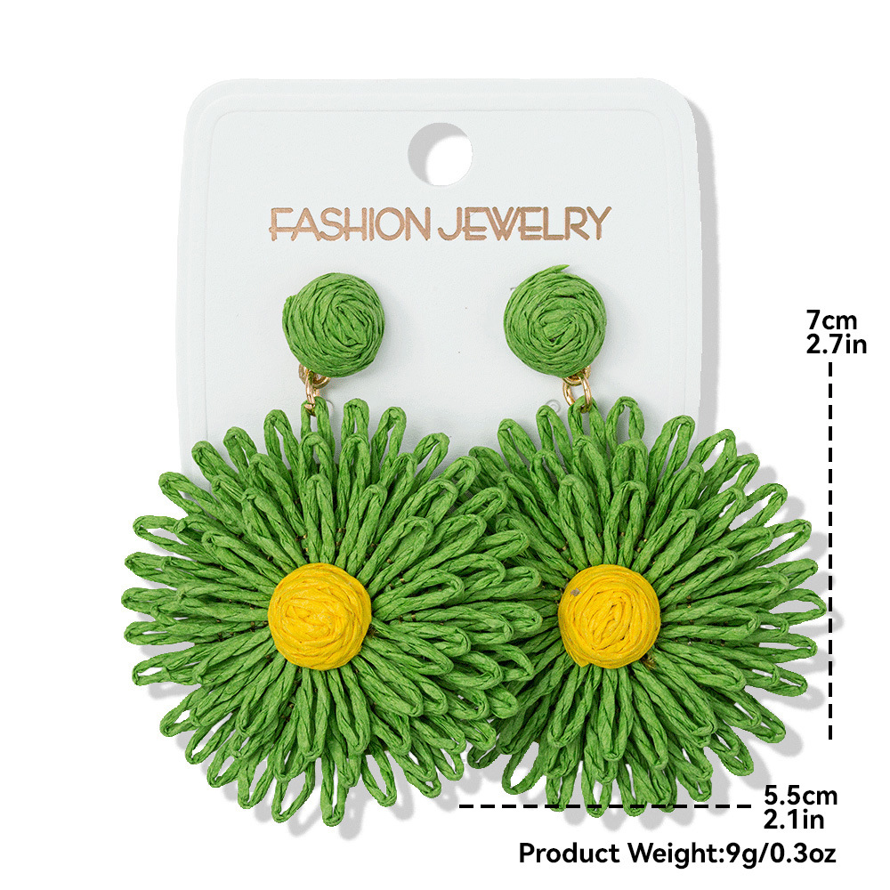 S925银针太阳花耳钉多巴胺风格夸张度假海边旅游小清新耳环饰品详情2