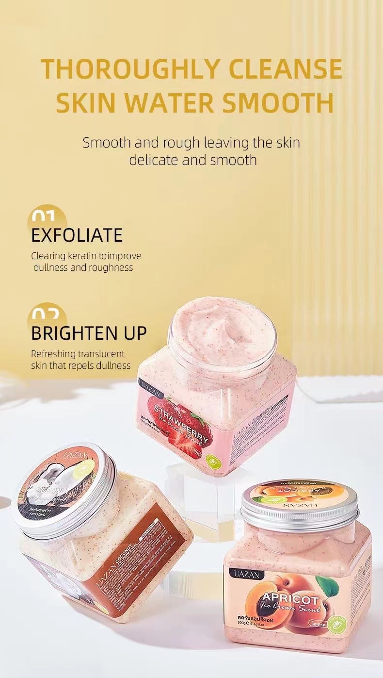 UAZAN植物水果磨砂膏身体去角质沐浴盐死皮清洁嫩肤美容护肤身体护理详情36