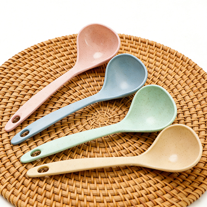 外贸小麦秸秆汤勺长柄盛粥环保勺子厨房塑料勺汤勺加厚稀饭勺厂家详情4