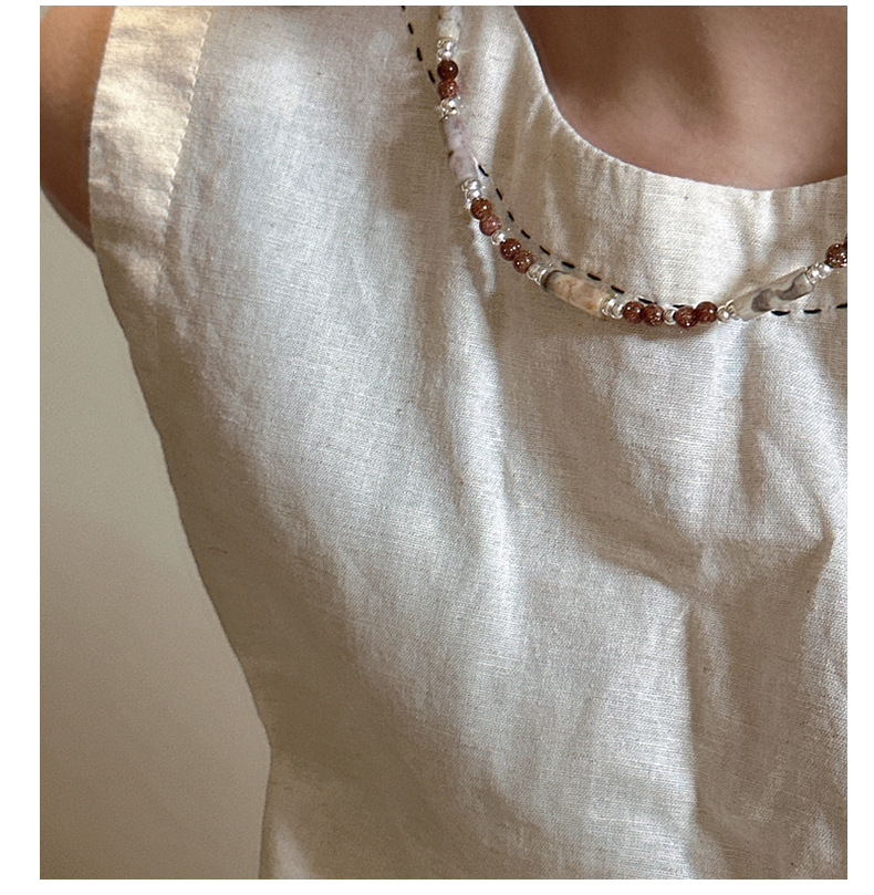 S925 Silver Korean Edition Niche Design Sense late autumn coffee-colored handcrafted necklace, Korean fashionable and individual Maillard necklace pic 17