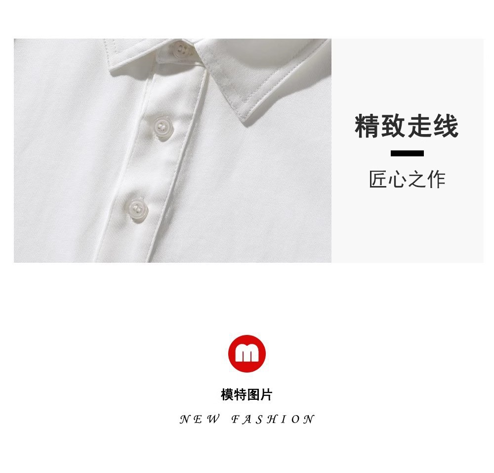Heavyweight white g foreign trade short-sleeved POLO shirt for men, summer loose, young Paul American design sense, T cross-border black pic 8