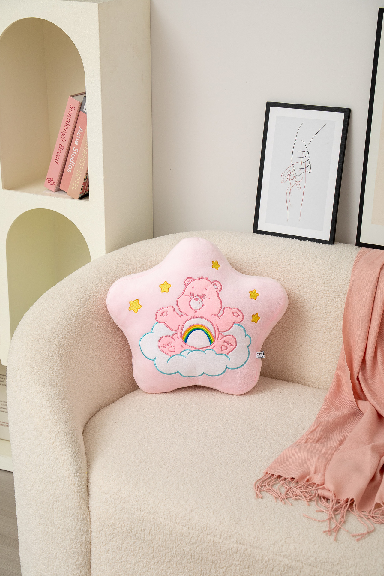 Officially authorized Rainbow Bear pillow, five-pointed star shaped sofa cushion, cute plush cushion for girls pic 3