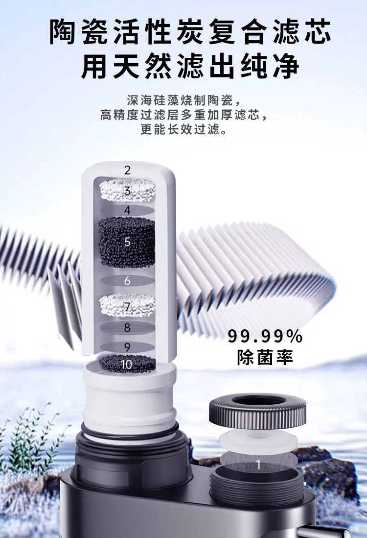Faucet water purifier, household kitchen tap water filter, faucet type water purifier can clean ceramic filter core pic 6
