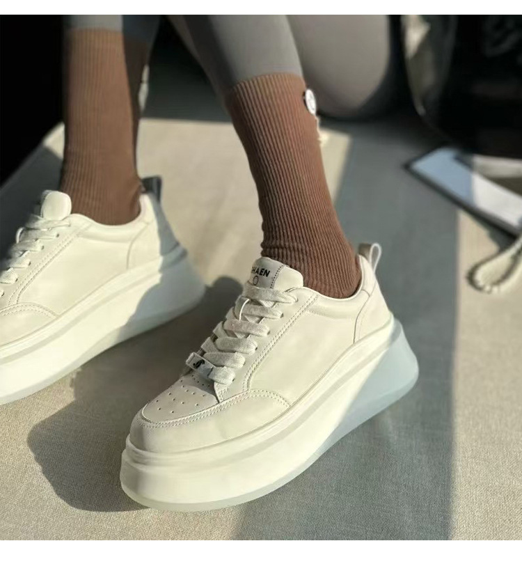 Xiaoxiangfeng thick-soled white sneakers for women 2025 new style, cake-soled cookie shoes, dwarf fun height-increasing shoes, sports casual shoes pic 6