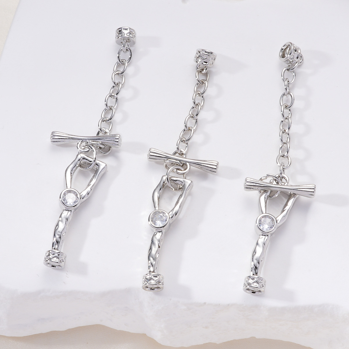 Copper palladium-plated, white gold and zirconium-inlaid irregular OT clasp necklace, diy bracelet, necklace ending chain, clasp head accessory pic 8
