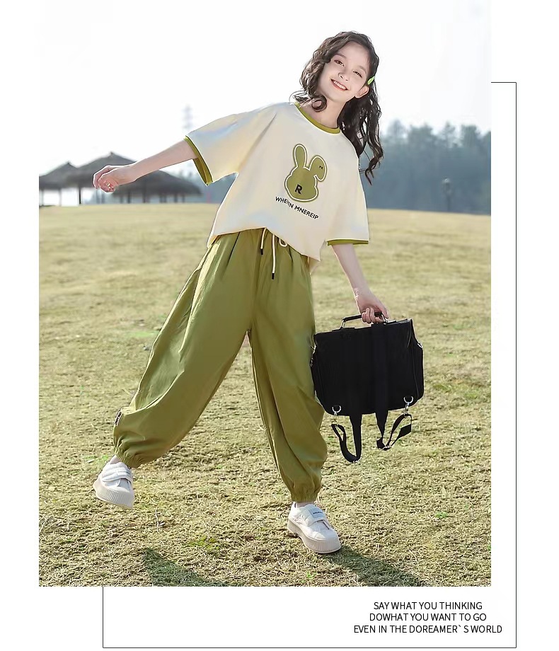 女童夏装2025新款短袖t恤夏款中大童洋气时髦衣服儿童夏季套装潮详情11