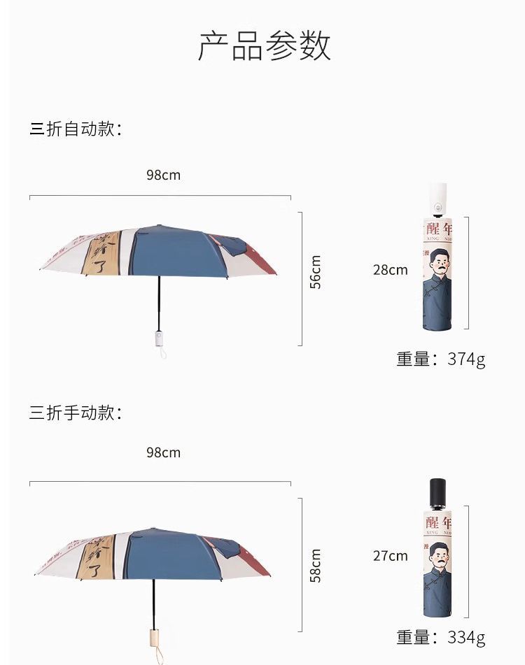 折叠雨伞定制卡通太阳伞防紫外线黑胶遮阳伞儿童三折晴雨伞批发详情10