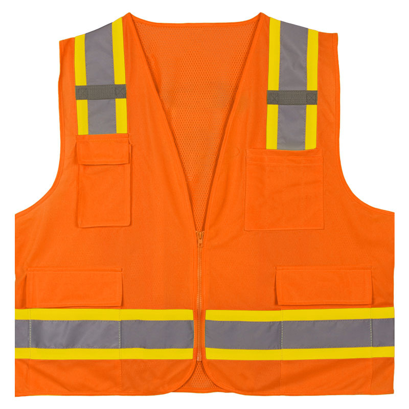 跨境印logo反光工作服背心桃型网布透气速干夏款工厂反光男工装详情5