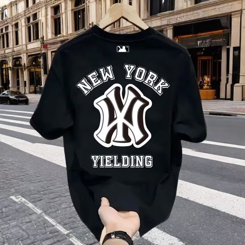 National trendy summer 2025 camiseta de manga corta hombre estampado cuello redondo cuerpo adolescente legging suelto camiseta pic 43