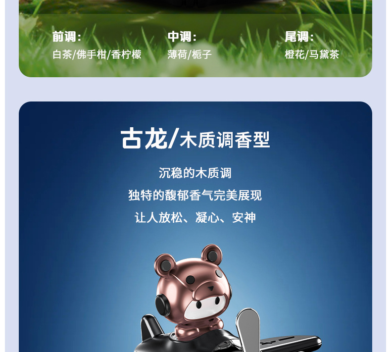 Solar-powered car rotating perfume helmet bear car aroma diffuser, airplane interior aroma decoration items, ornaments, light fragrance pic 20