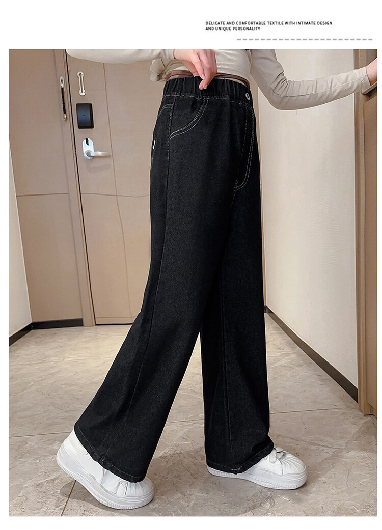 女童阔腿牛仔裤春季2023新款洋气儿童春装裤子中大童时髦休闲裤潮详情17