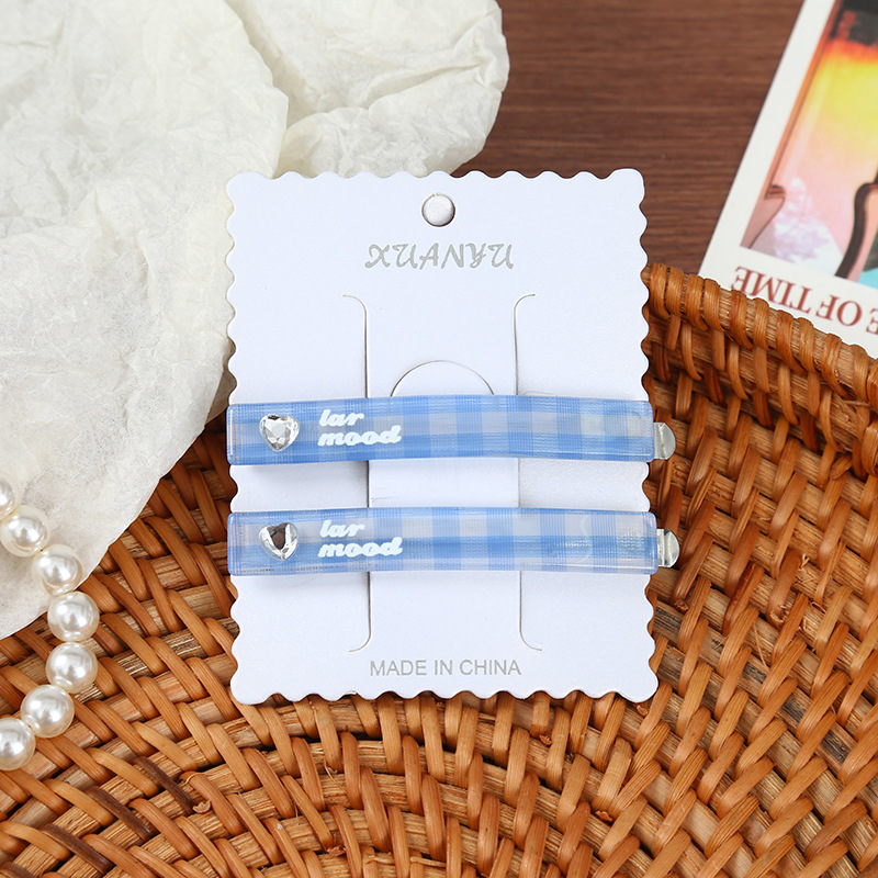 彩色爱心水钻一字发夹 高级感碎发刘海夹侧边夹百搭马尾夹批发详情9