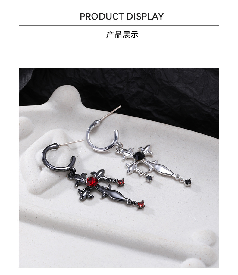 Retro Gothic dark night iris cross earrings, original design sense, European and American punk hip-hop exaggerated earrings for women pic 10