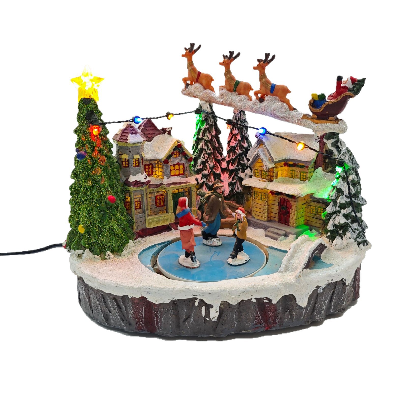 Cross-border Christmas gifts, glowing music, house ornaments, Christmas trees, skating scenes, Santa Claus, flying deer decorations pic 5