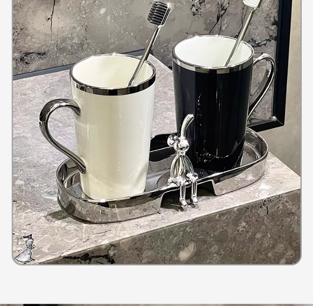 Mouthwash cup, couple brushing cup, light luxury high-end ceramic household dental cup, washbasin cup, high-end toothbrush cup pic 5