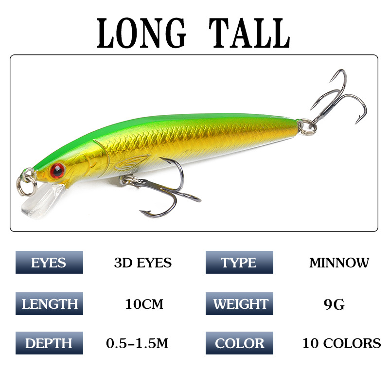 Luya bait Cross border Minnow bait 10cm/9g floating ring bead simulation bait Hard bait Bait bait bait bait bait bait fishing gear products pic 8