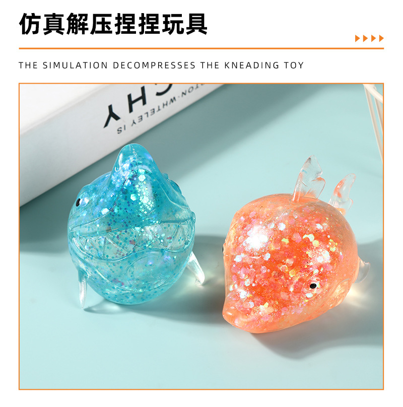 超萌亮闪海洋动物麦芽糖鲨鱼儿童玩具捏捏乐可爱慢回弹解压玩具详情4