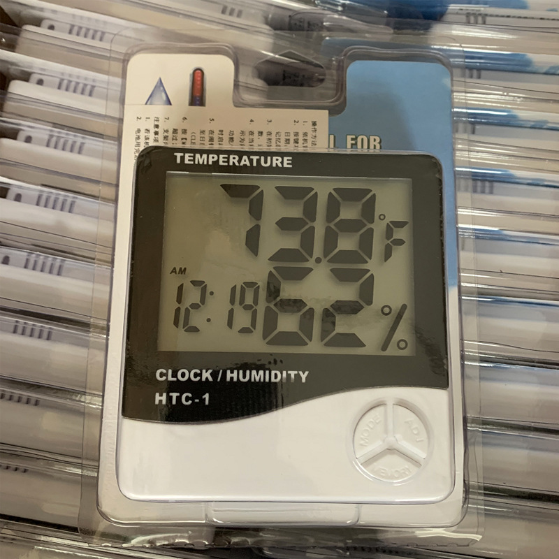 Factory direct supply of HTC-1 indoor electronic thermometer alarm clock, creative home large-screen temperature and humidity meter gift pic 16