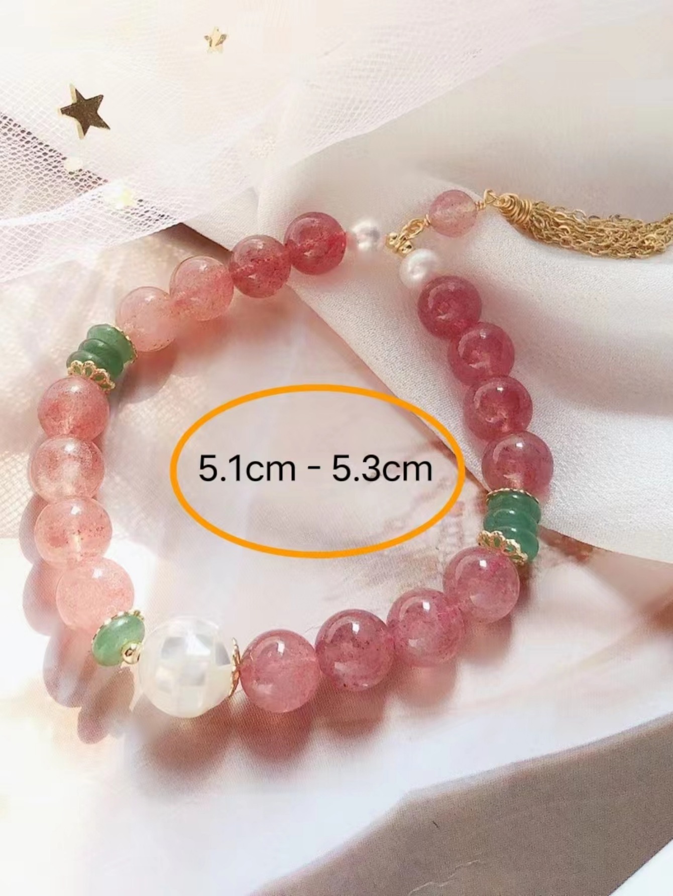 The retro strawberry crystal tassel bracelet is versatile, fresh, sweet and cute, with a delicate fragrance style pic 5