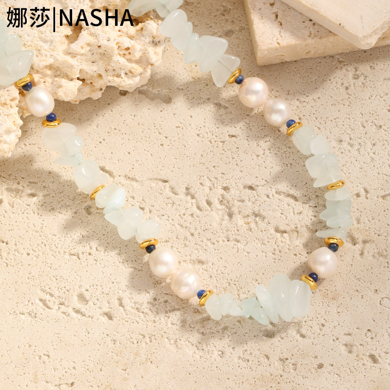Nasha European and American style, trendy and cool, irregular natural stone beaded bracelet necklace, suitable for both men and women, ethnic style jewelry pic 7