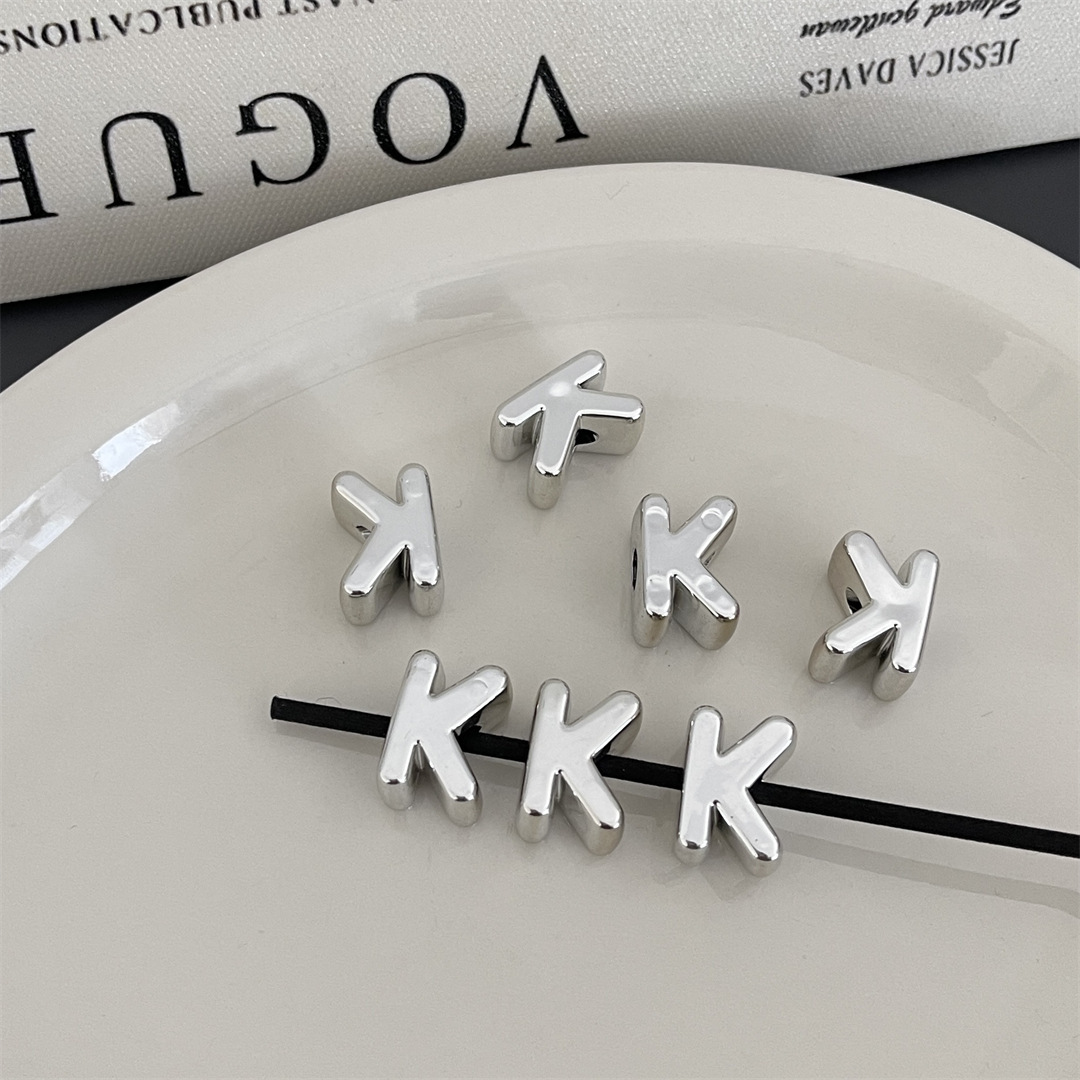 diy acrylic silver large-hole letter beads jewelry accessory package, hanging mobile phone chain accessory, stringing beads, scattering beads pic 16