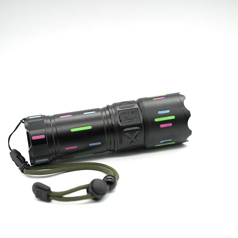 Wholesale of new outdoor camping patrol long-range rechargeable zoom telescopic portable aluminum alloy mountain flashlights pic 3