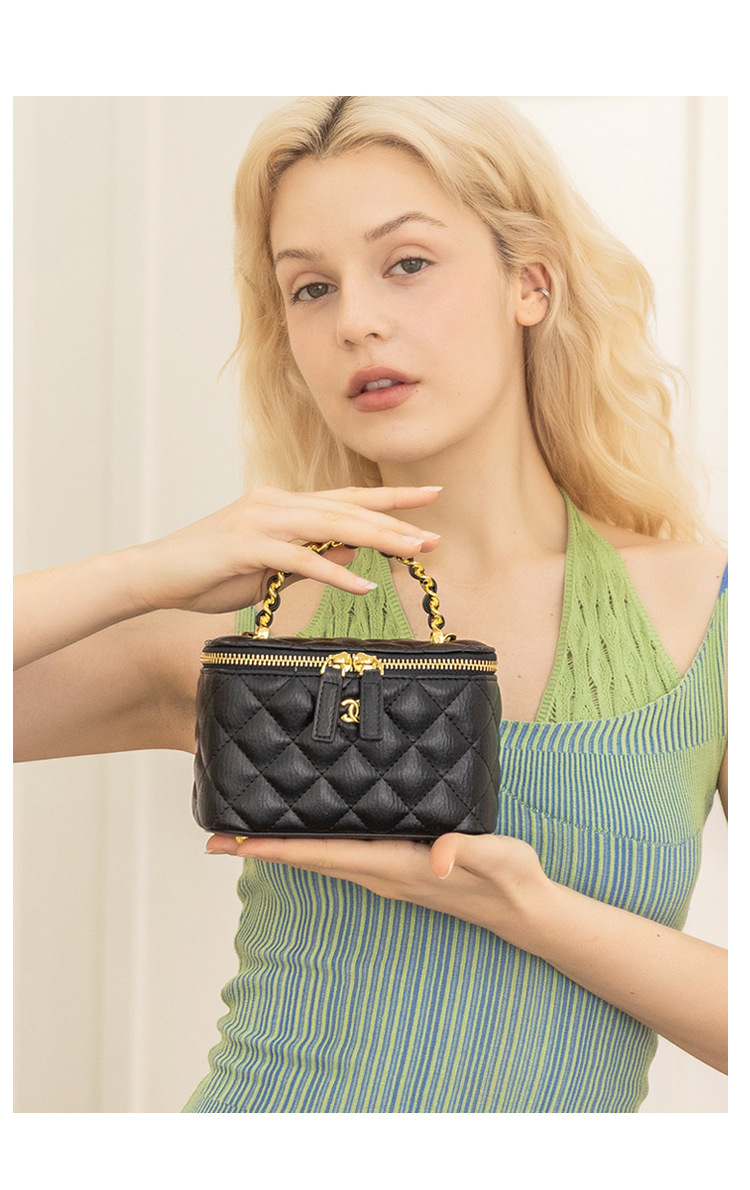 小香风盒子包包女士手提包2024新款时尚菱格链条包百搭单肩斜挎包详情10