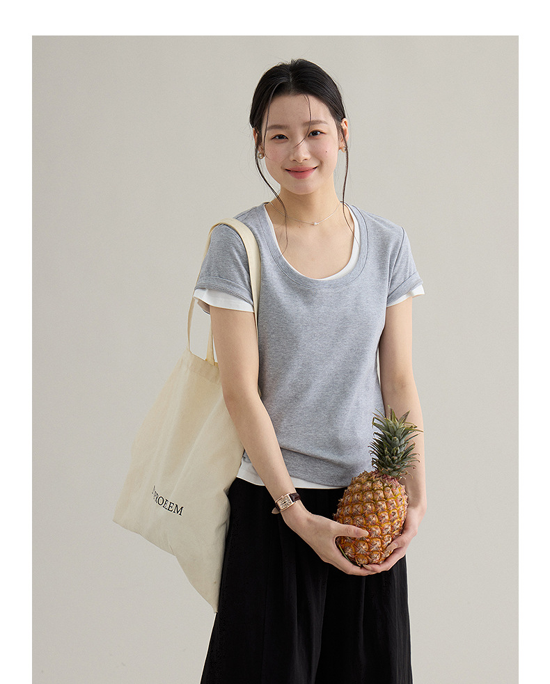 【 Blockbuster B: Super Comfortable Double-collar T-shirt with Upgraded Fabric 】 Spring short-sleeved T-shirt pic 55