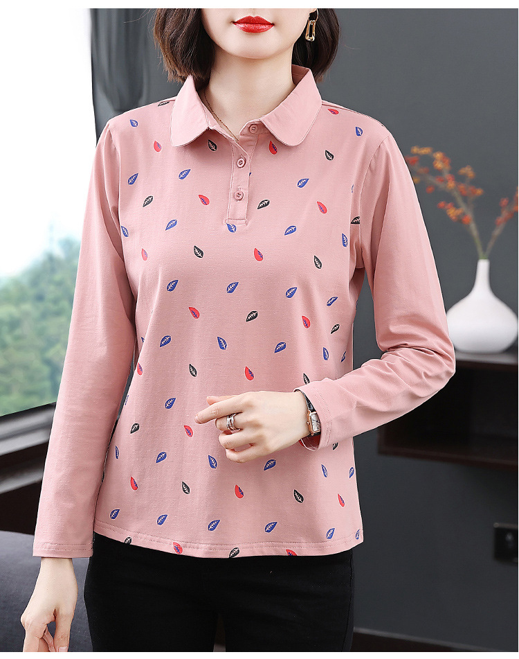 妈妈装2024年秋季新款长袖女T恤高级感小众设计宽松显瘦拼接上衣详情18