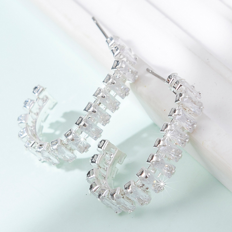 轻奢风满钻C形耳环铜镀金水钻开口耳圈欧美时尚夸张耳饰工厂批发详情12