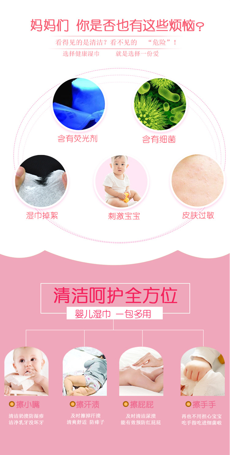 AST Foreign Trade English 100 and 120 pieces baby Wet Wipes Cleaning and skin care Baby wet wipes Factory Direct Sales wholesale pic 1