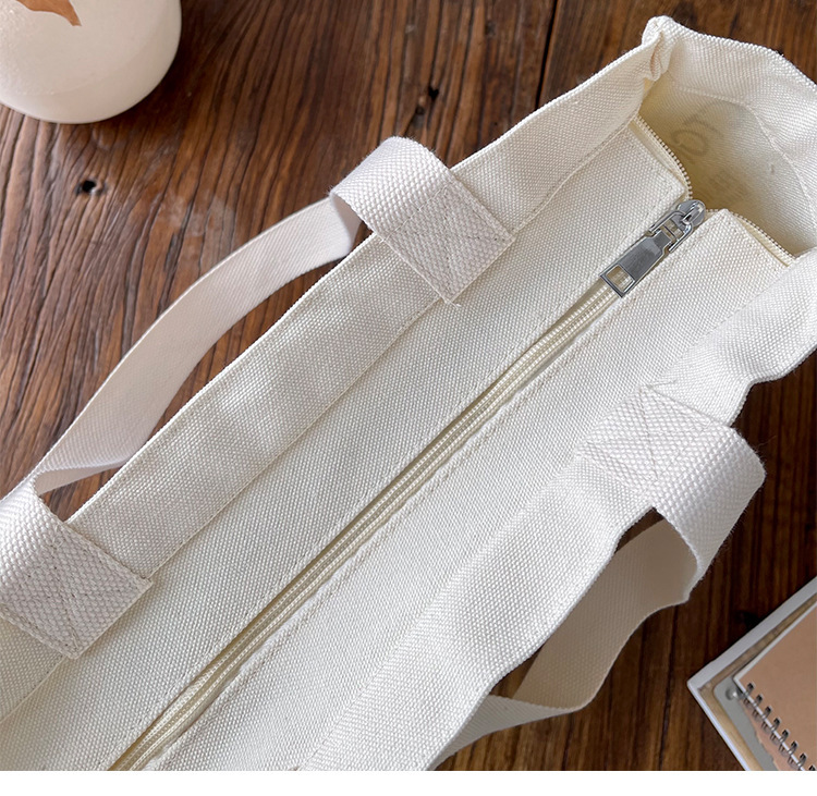 文艺风帆布包包大容量拉链单肩包外出手提袋便当包通勤妈咪包详情13