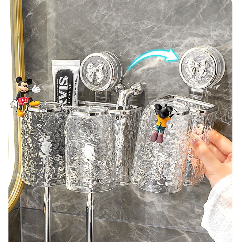 Toothbrush rack, wall-mounted electric toothbrush stand without drilling holes, brushing cup, mouthwash cup, dental ware set, suction cup pic 11