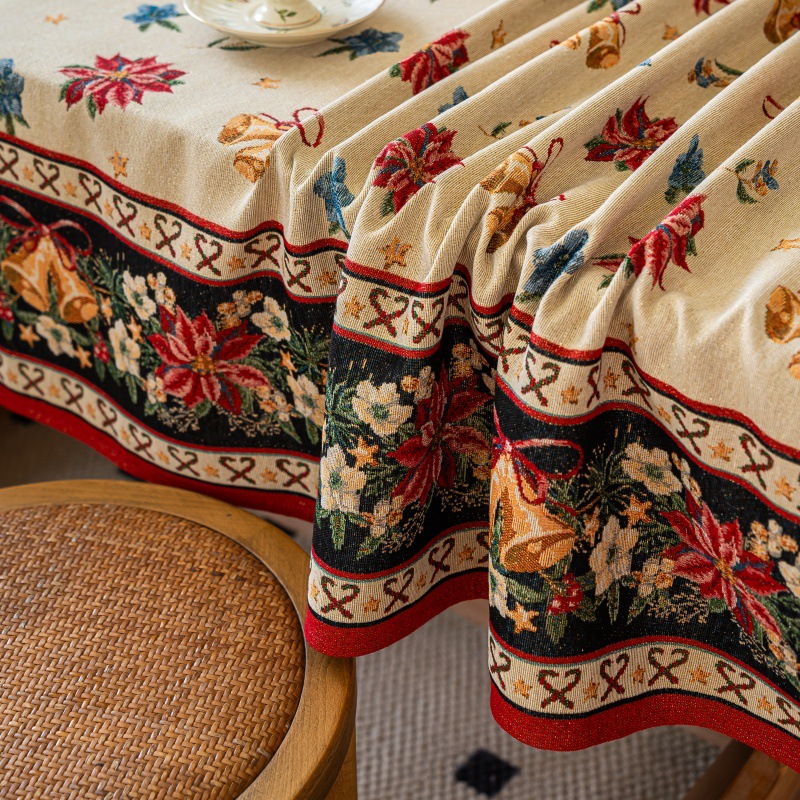 乐轩秀红色新年圣诞节桌布提花加厚轻奢高级氛围感长方形餐桌台布详情36