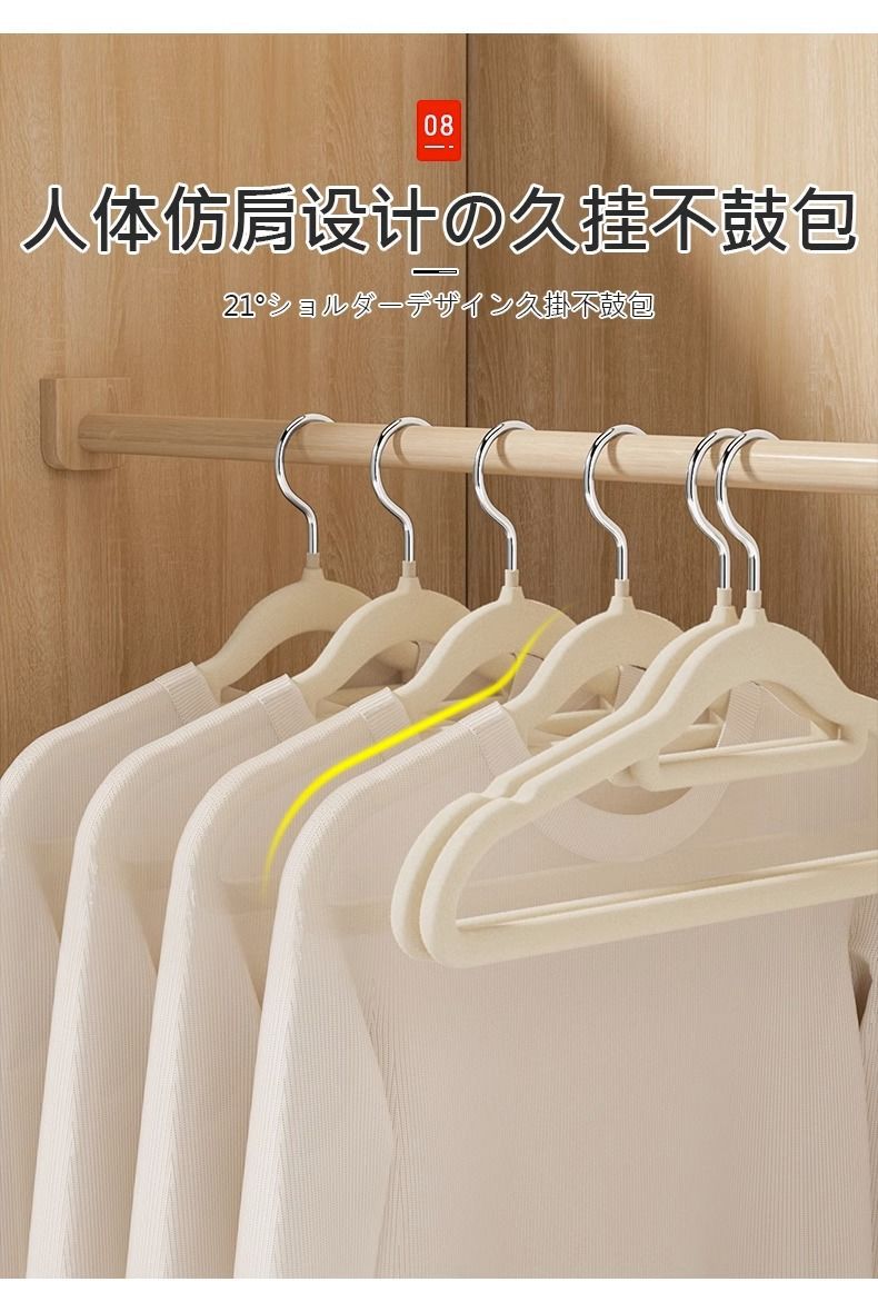 植绒衣架家用挂衣无痕防肩角防滑不起包撑子整理师干湿两用批发详情11