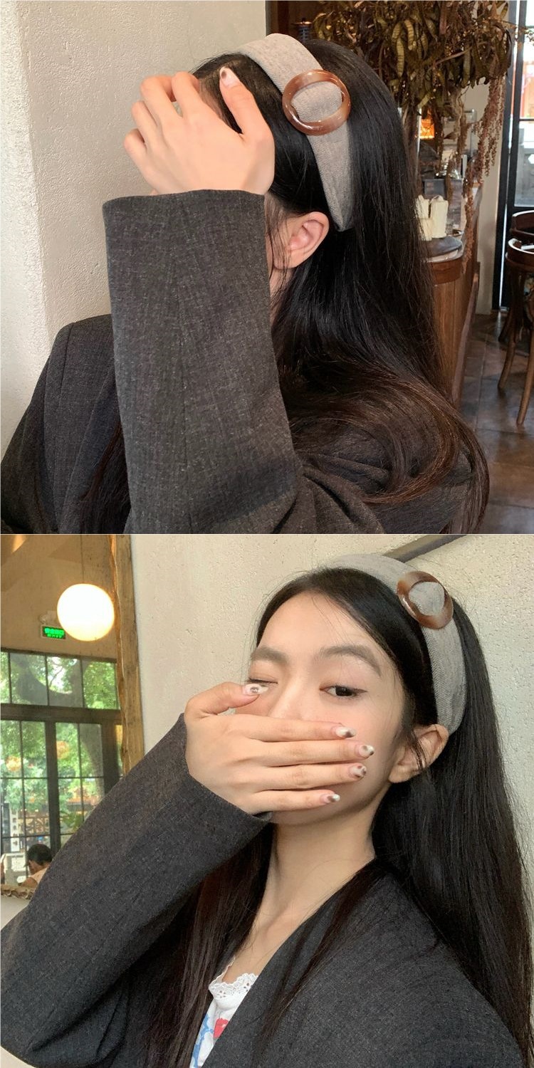 高分智感!美拉德玳瑁色圆环宽边发箍时尚复古高颅顶头箍外戴发饰详情3