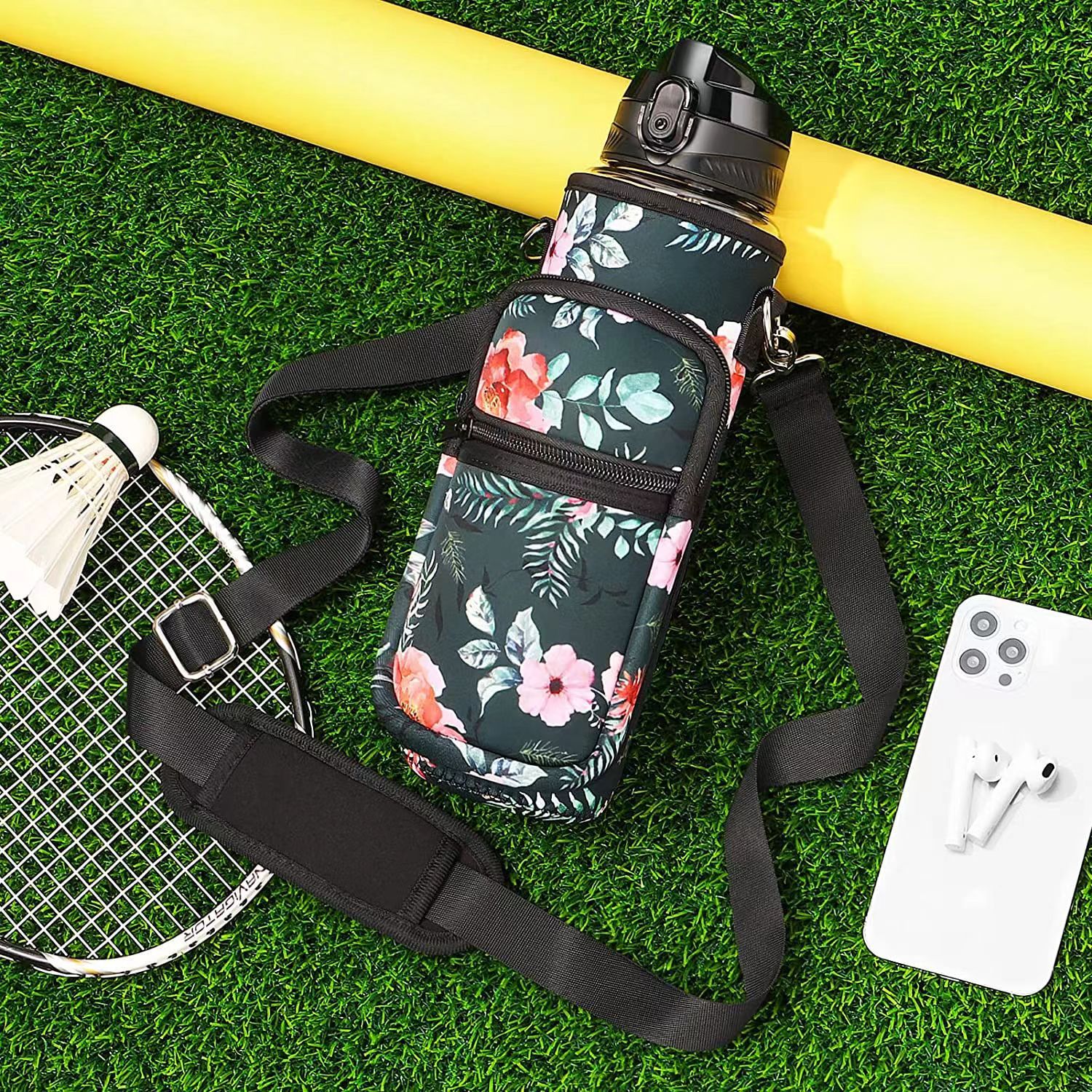 Wholesale SBR diving material outdoor sports water bottle cup covers, hand-held shoulder strap portable thermos flask protective covers from the manufacturer pic 15