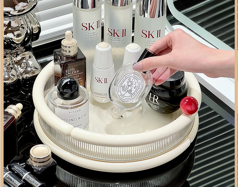 Rotating cosmetics storage box, table skin care product tray, shelf, lipstick, perfume, lotion, dressing table storage plate pic 20