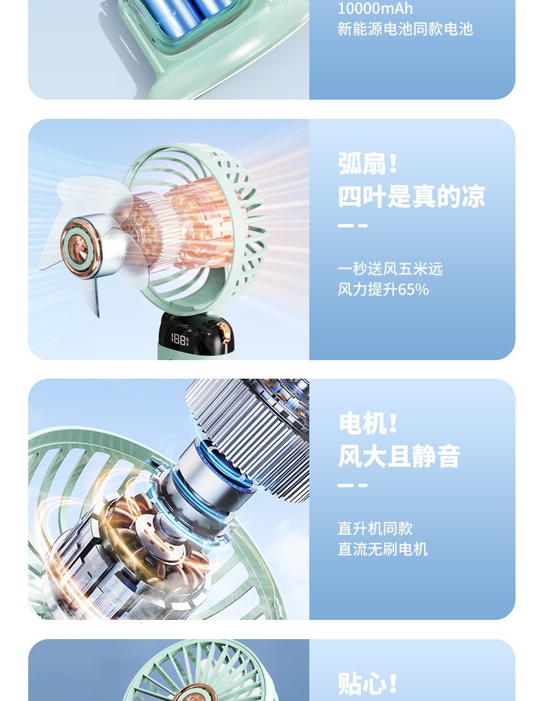 Summer new desktop mini fan, handheld wall-mounted multi-functional mini usb fan wholesale customization, logo pattern pic 9