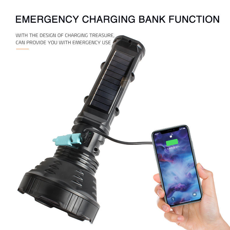 太阳能手电筒强光带COB侧灯充电远射超长续航户外应急手握式电筒详情3