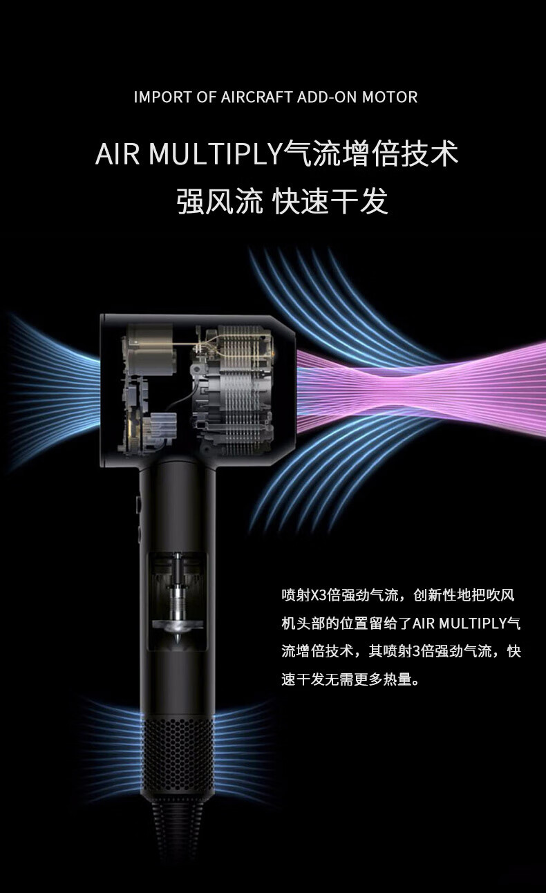 Kuaishou Xiaohongshu high-speed hair dryer, household high-power negative ion bladeless hollow air blower for hair salons pic 7
