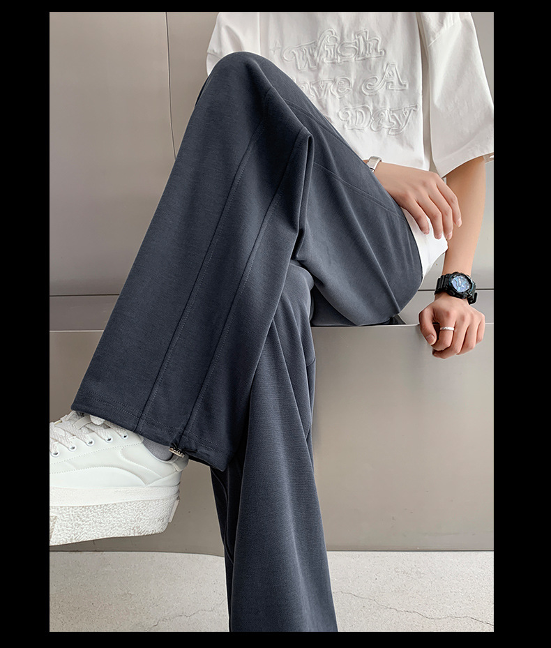 铜氨丝裤子男新款夏季冰丝垂感休闲裤宽松抽绳运动裤男士直筒长裤详情13