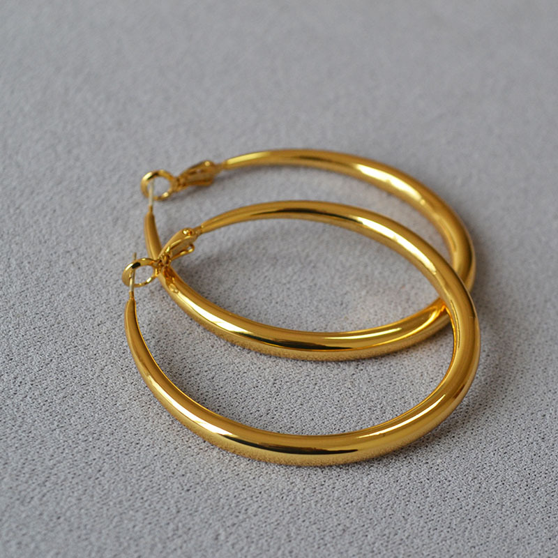 港风圆环耳圈素圈925银针气质通勤百搭高级感耳饰女oversize耳坠详情9